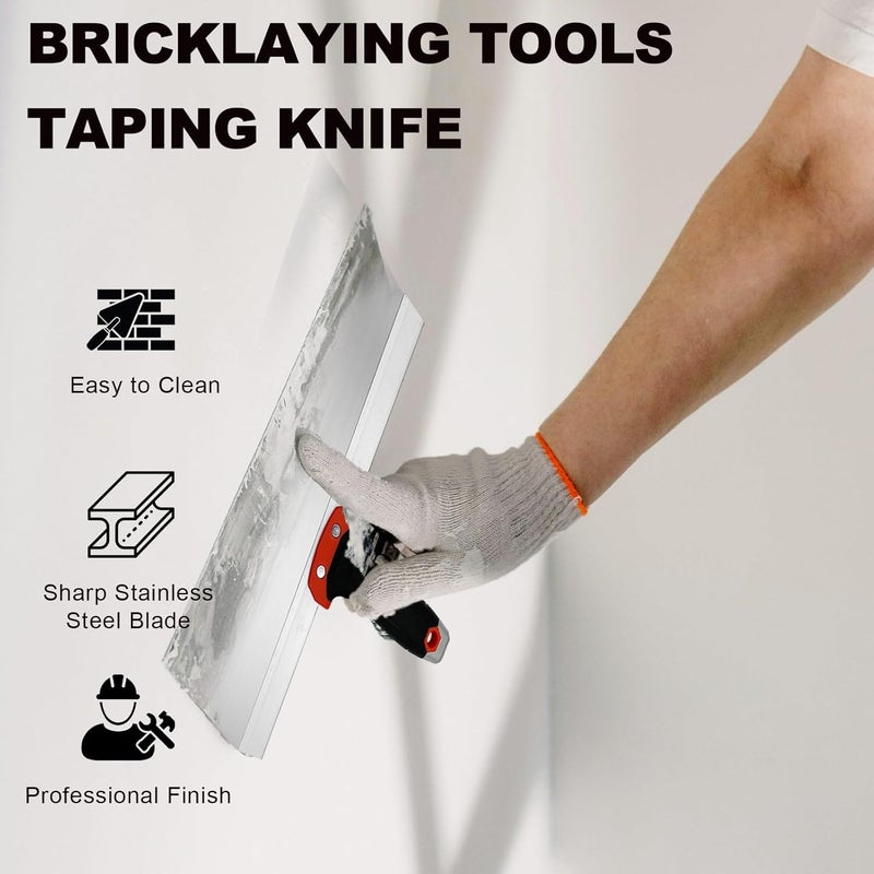 YLTOLOO 5 Pack Drywall Knife Set, Includes 8” & 12” Taping Knives, 4" & 6" Putty Knives and 3” Multifunctional Paint Scraper, Perfect Hand Tools for Drywall Joint Taping, Finishing and Patching - Image 5